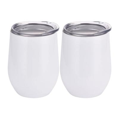 China Viable Wholesale Empty 12oz Sublimation Wine Tumbler Double Wall Vacuum Stainless Steel Wine Cup Slide Lid for sale