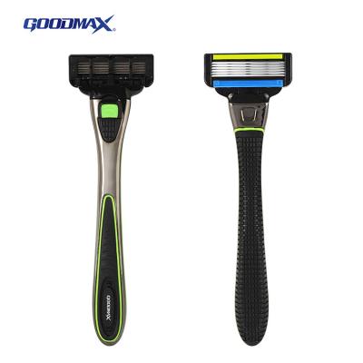 China 5 Blade Maquinillas De Afeitar System Bare Back Design Metal Handle Zinc Alloy Men 5 Blades Shaving Razor for sale