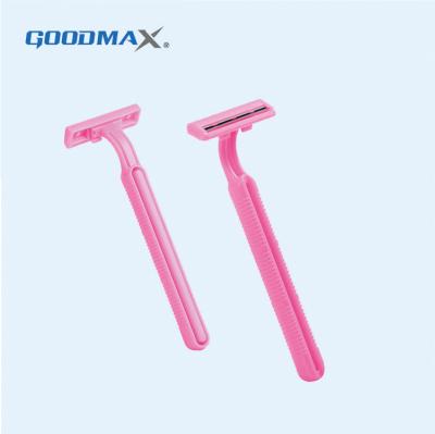 China Custom Goodmax Logo Plastic Women Changeable Disposable Twin Blade Razor/Disposable Razor/Twin Blade Razor for sale