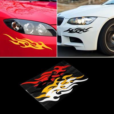 China 2PCS/SET Universal Vinyl Car Sticker Styling Motor Hood Motorcycle Decal Decor Mural Vinyl Covers Auto Accessories Flame Fire Sticker for sale