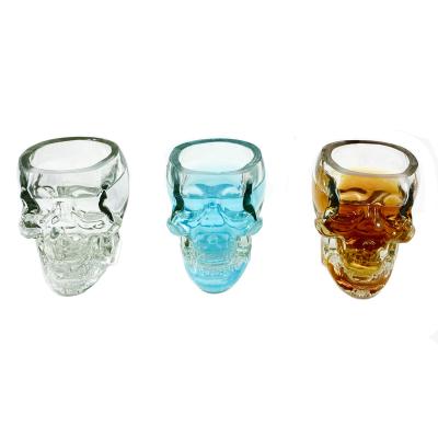 China Viable Shape Design Bone Head Whiskey Spirits Party Amazon 50ML Halloween Hot Selling Glass Shot Glass for sale