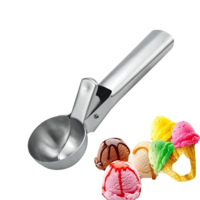 China Multipurpose Sustainable Meatball Watermelon Cup Cake Scooper Ice Cream Cookies Scooper Stainless Steel Kitchen Tools Digging Spoon With Trigger for sale