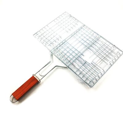 China Easily Cleaned Folding Easily Cleaned Portable Fish Shrimp Wire Mesh Stainless Steel Baking BBQ Grill Basket Vegetable Basket for sale