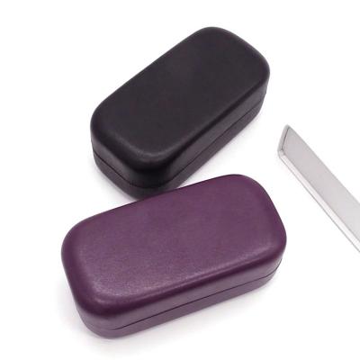 China Factory Square Fashionable Durable Purple PU Hard Glasses Case Custom Logo Black Spring Box Large Capacity Packaging Glass Sunglasses Case for sale