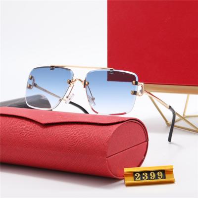 China Luxury Brand Designer Eyeglasses Men Square Sunglasses Brand Catalog Anti Fashion UV400 Women Lightweight Shade Rimless Sun Glasses for sale