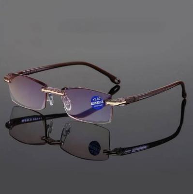 China Thin Anti Blue Light Blocking Rimless Reading Glasses Women Men Adjust Presbyopic Frameless Glass Diopters +1.0 +1.5 +2 +2.5 +3 +4 for sale