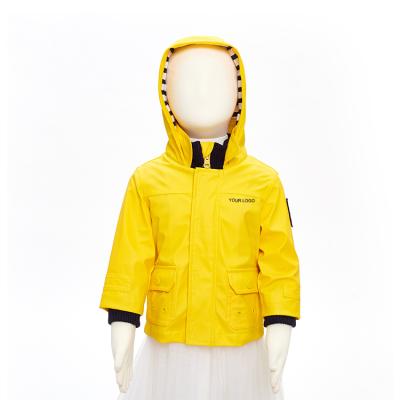 China high quality Anti-wrinkle kids wear clothing PU material kids rain jacket for outdoor for sale