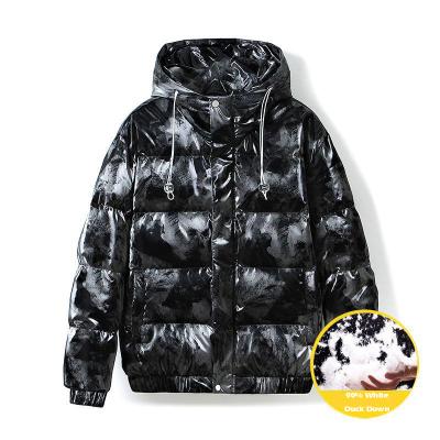 China 2022 Anti-wrinkle Men's Fashion Padded Hooded Warm Windproof Thicken Coat Black Knit Top Duck Down Jacket Crop White for sale