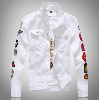 China Autumn Stylish White Denim Coat Men Breathable Bomber Jacket for sale