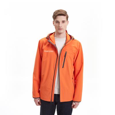 China Wholesale Custom Orange Polyester Windproof Jacket Printing Logo Men Softshell Jaket for sale