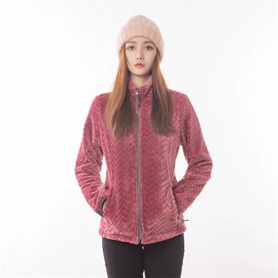 China Hot Selling New Design Women's Fashion Winter Coat Comfortable Zipper Stand Collar Flannel Jacket for sale