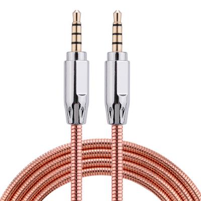 China Speaker New Arrival Metal Spring Stainless Steel 3.5mm Jack Earphone Male To Aux Audio Cable. male stereo for sale