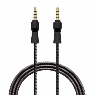 China The male audio aux. high quality 3.5mm metal spring 3 terminal speaker to male earphone jack audio cable for car music for sale