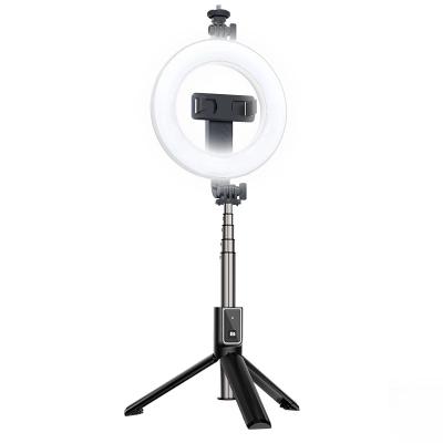 China New Arrival 360 Degree Rotation Shutter Fill Ring Light Remote Selfie Stick Tripod Stand Foldable Selfie Sticks for sale