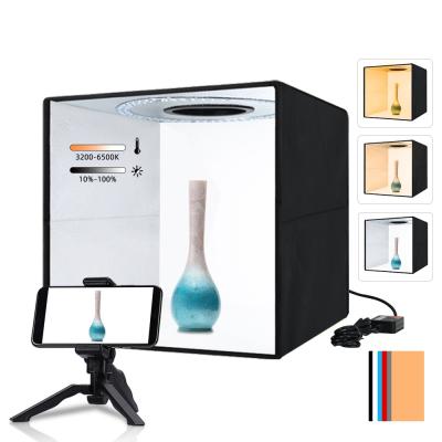 China Foldable Softbox LED Light Box 40*40cm Dimmable Photography Studio Shooting Tent Box With 3 Colors Backdrop Photo Box DX01 for sale