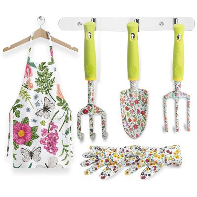 China Customized Carbon Steel Floral Printing Gardening Tool Kit With Apron for sale