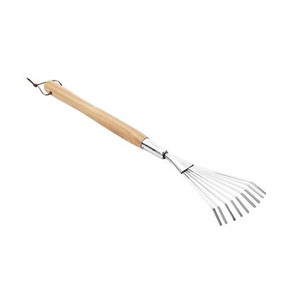 China Modern Garden Rake Cultivator Tiller Military Grade Steel With Ergonomic Wooden Handle for sale