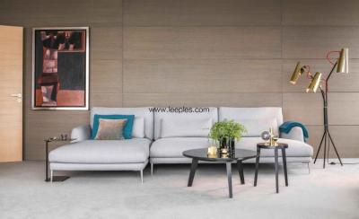 China Leisure home furniture sofa hotel lobby lounge fabric sectional sofa with modern chrome legs for sale