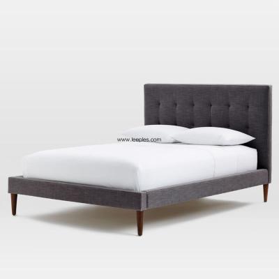 China Hotel Furniture Wooden bed modern bed design, hot dark gray different sizes bed flame furniture. for sale