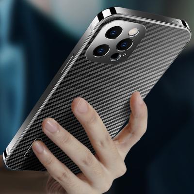 China Wholesale Shockproof Super Slim Case Mobile Phone Shell For Cell Phone Titanium Steel Frame For iPhone 12 Carbon Fiber Case for sale