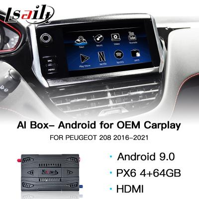 China Auto USBs Carplay AI-Kasten 4GB 64GB HDMI Android 9,0 für Navigation Peugeots 208 GPS zu verkaufen