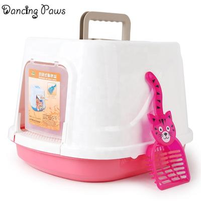 China Sustainable Stored Wholesale Plastic Closed Splash Toilet Cat Litter Box With Scoop for sale