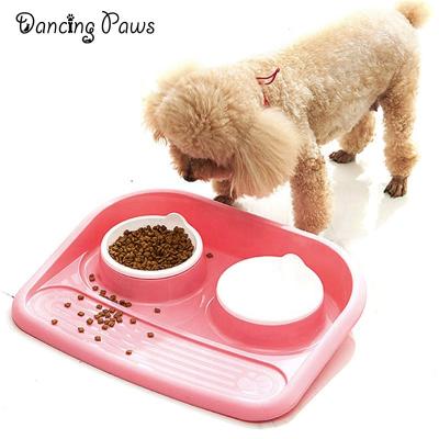 China High Quality Sustainable Convenient PP Plastic Round Dog Bowls Ambient Double Food Water Bowl for sale