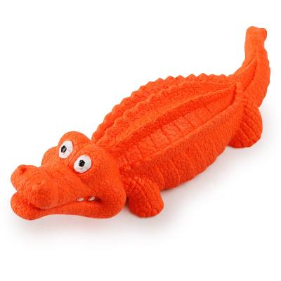 China Wholesale Viable Pet Toy 25cm Chew Resistant Sounding Crocodile Food Grade Rubber Dog Toy for sale