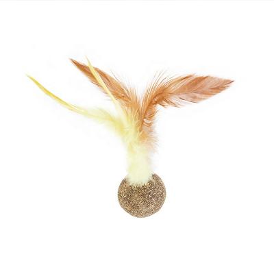 China Viable Catnip Feather Ball Cat Toy Interactive Toys For Pets Grinding Teeth Cat Toys for sale