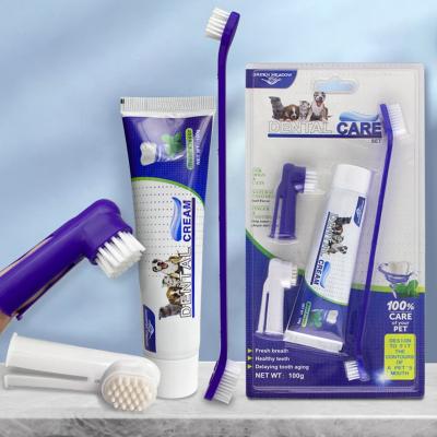 China Sustainable Pet Toothbrush Set Cat And Dog Oral Cleaning Pet Toothbrush Double Head Dog Finger Toothbrush for sale