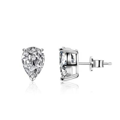 China Vintage Hjs 2022 New 100% 925 Carat Sterling Silver Pear Cut 3 Fine Gemstone Wedding Engagement Ear Stud Earrings Jewelry Wholesale for sale