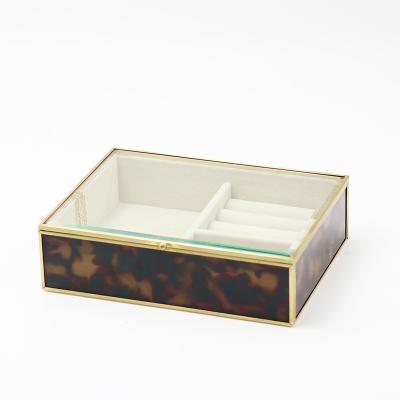 China Morden Factory Wholesale Custom Mirrored Clear Glass Jewelry Box Treasure Box for sale