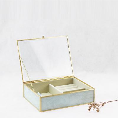 China Morden Jewelry Storage Display Box With Stained Glass Drawer for sale