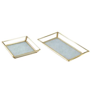 China Morden New Arrival Luxury Modern Decorative Glass And Metal Storage Tray for sale