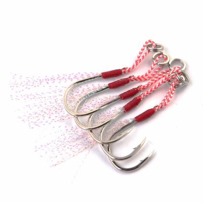 China Jig Bait Size 10 To Class 20 Origin Jig Aid Hook Boat Jig Fishing Feather Rope Hook Overweight Leader Hook for sale