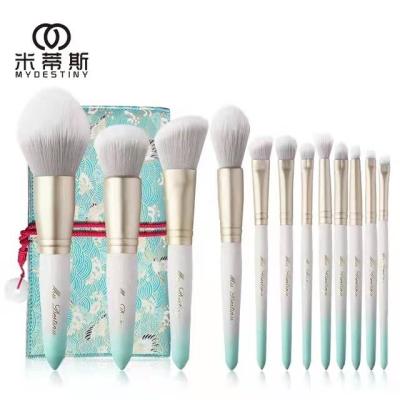 China Angular Blush MyDestiny Makeup Brush-Ice White Synthetic Hair 12pcs Cosmetic Brushes Set-foundation&blush&powder&face&eye-cosmetic tools&pens for sale