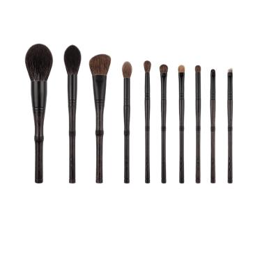 China Angular Blush CHICHODO 10 Pcs Luxury Ebony Wood Handle Animal Hair Set Brush Cosmetic Makeup Brush for sale