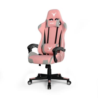 China 2021 Fashion Stuhl(Height)Adjustable Premium White PC Massage Gaming Reclining Chair Sedie With Foot Rest for sale