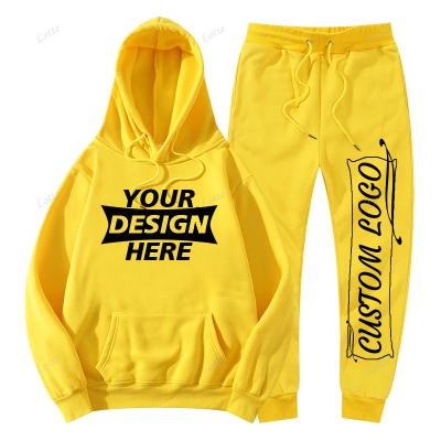 China Wholesale LOGO anti-pilling oem printing plain men hoodie tracker custom men sweatsuits 2 piece pink sports tracksuit jogging set for sale