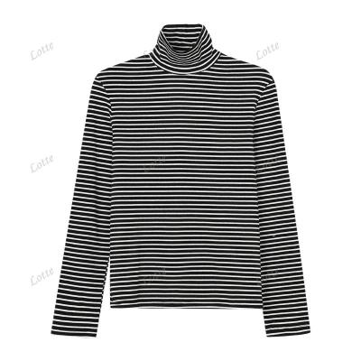 China Custom Anti-Wrinkle Logo OEM Striped Cotton Branded Long Sleeve - Shirt Woman T-shirt Feminine Girls T-shirts Women for sale