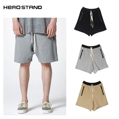 China Customized Men's Active Gym Sports Drawstring Breathable Pocket Zipper Sweat Shorts for sale