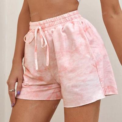 China Anti-wrinkle Women Tie Dye Print Women Casual Pocket Side Shorts for sale