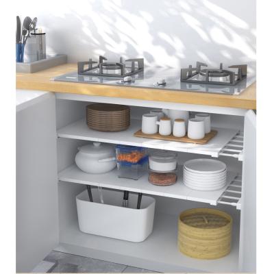 Chine Adjustable Length 61-102cm Kitchen Shelving Rack Shelf Storage Organizer Cupboard Racks and Holders Hot Selling Viable à vendre