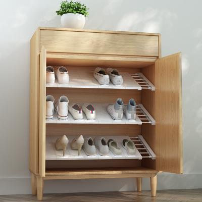 China Viable Expandable Shelf For Shoes Shoe Display Adjustable Wall Shelf For Shoe Cabinet Bathroom Kitchen Length 61-102cm zu verkaufen