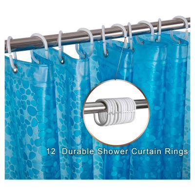 China 72x72 Inch Durable EVA Shower Curtain Liner With Magnets Waterproof 10 Meter Blue Cobblestone Bathroom Shower Curtains No Chemical Smell for sale