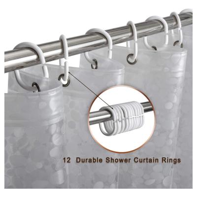 China Pebble 3D Pattern Vinyl Shower Curtain Durable Clear Sheer Waterproof Heavy Duty Bathroom Curtain With Bottom Magnet 180x180 zu verkaufen