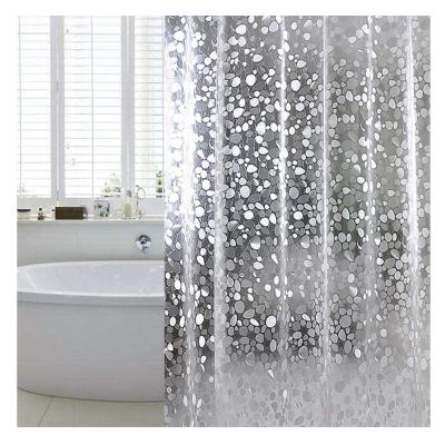 China Durable EVA 3D Cobblestone Vinyl Shower Curtain Liner Semi Sheer Clear Polyester Waterproof PVC Bathroom Curtain 72x72 Inch for sale