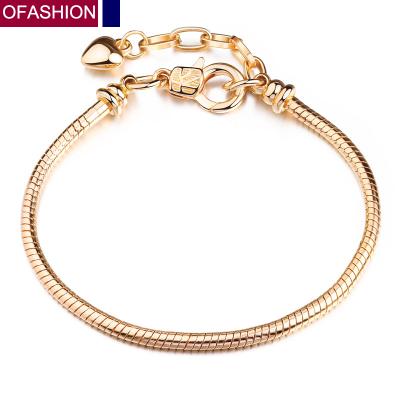 China Nickel free; Lead Free 18K Gold Plated Snake Chain Charm Bracelet with Heart Lobster Clasp Supplement Chain for Women Men Teen Girls Charm Bracelet for sale