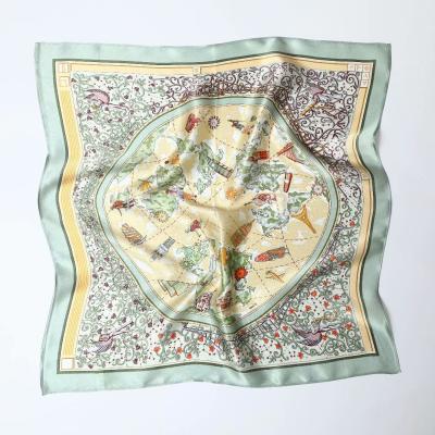 China Soft elegant luxury in multi colored fashionable square silk global tourism stock lady silk bandana scarf for girls for sale