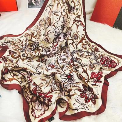 China New Fashion Ladies Silk Scarf 110 Cm Square Soft Elegant Luxury Large Size for sale